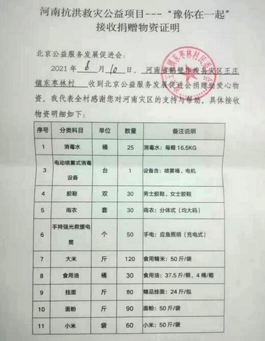 北京公益服務(wù)發(fā)展促進(jìn)會(huì)為河南?？h災(zāi)后援助紀(jì)實(shí)